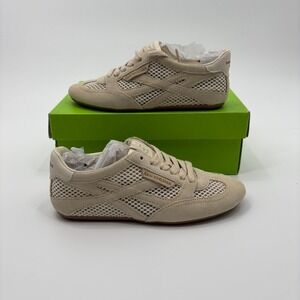 Sam Edelman Tobi Beige New Ecru Modern Ivory Suede Mesh Lace Up Sneaker Womens 6